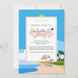 'Beach Bachelorette' Uitnodiging voor kippen feest