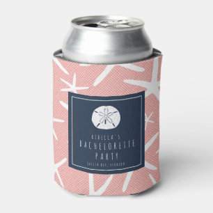 Beach Bachelorette van Starfish Coral and Navy Flo Blikjeskoeler