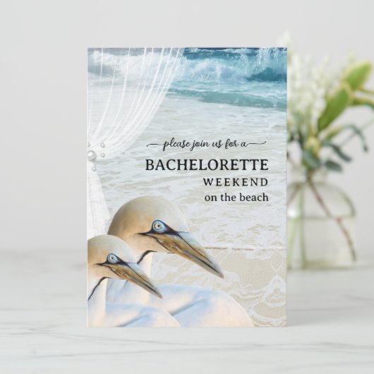Beach Bachelorette Weekend Getaway Invitation Kaart (Staand voorkant)