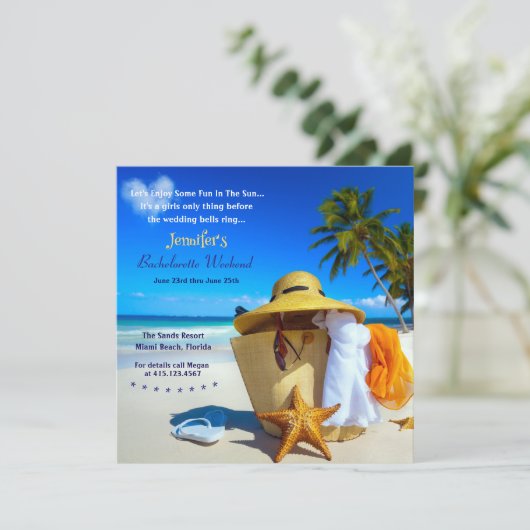 Beach Bachelorette Weekend Invitation Kaart (Staand voorkant)