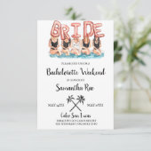 Beach Bachelorette Weekend Invitation Poolside Bac Kaart (Staand voorkant)