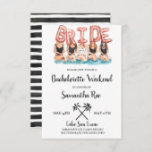 Beach Bachelorette Weekend Invitation Poolside Bac Kaart (Voorkant / Achterkant)