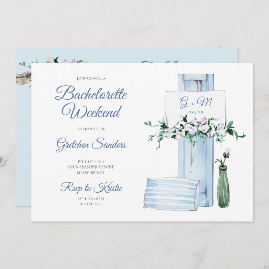 Beach Bachelorette Weekend Itinerary Kaart (Voorkant / Achterkant)