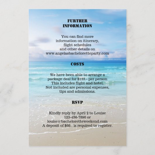 Beach Bachelorette Weekend Sjabloon (Achterkant)