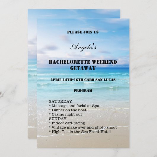 Beach Bachelorette Weekend Sjabloon (Voorkant / Achterkant)