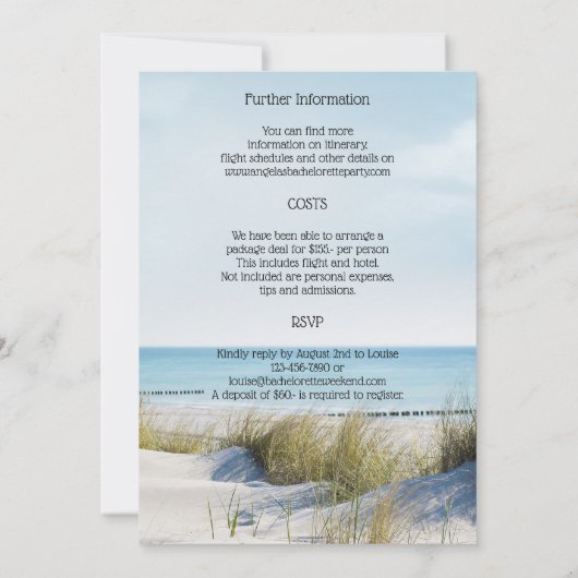 Beach Bachelorette Weekend Sjabloon Kaart (Achterkant)