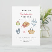 Beach Bachelorette weekend Uitnodiging voor reisro (Staand voorkant)