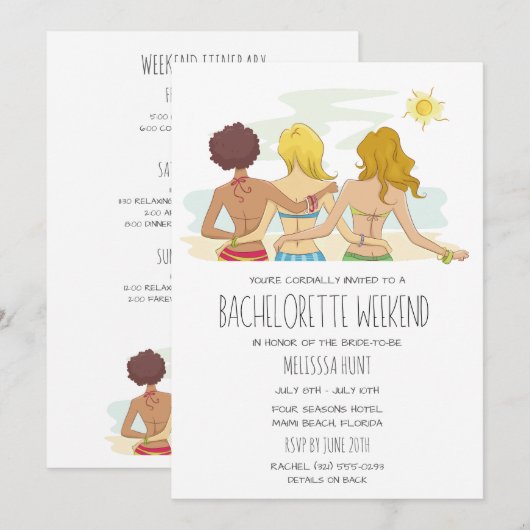 Beach Bachelorette Weekendje weg Kaart (Voorkant / Achterkant)