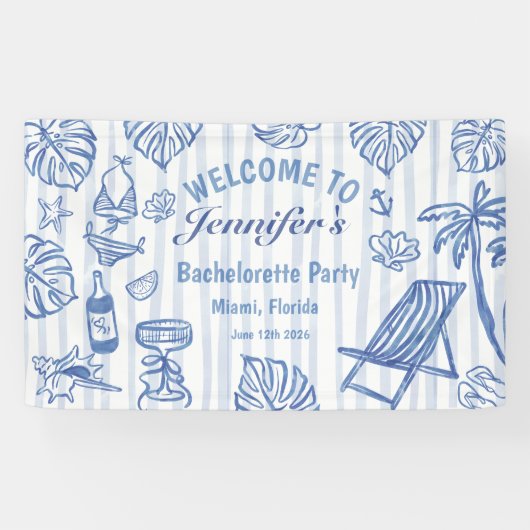 Beach BACHELORETTE Whimsical Blue Banner (Horizontaal)
