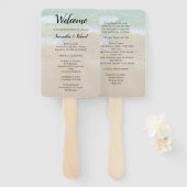 Beach Background Fan Wedding Programs Welcome Handwaaier (Voorkant en achterkant)