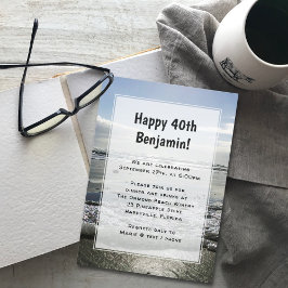 Beach Background his Birthday Party nodigde uit Kaart