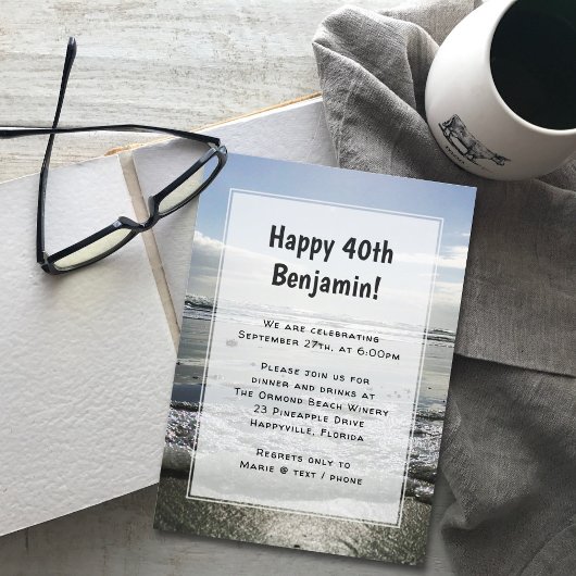 Beach Background his Birthday Party nodigde uit Kaart