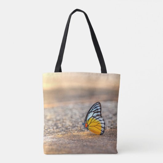 BEACH BAG - Butterfly on zand Tote Bag (Achterkant)