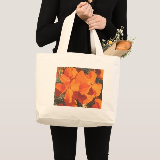 Beach Bag, CA Poppies # 3484 Grote Tote Bag (Voorkant (product))
