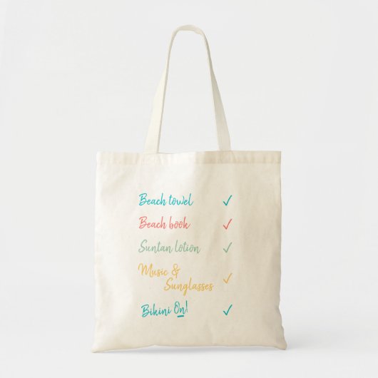 Beach Bag Checklist Tote Bag (Voorkant)
