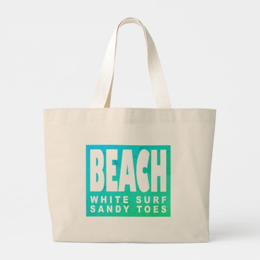 Beach Bag | Gepersonaliseerd wit Surf Sandy Toes Grote Tote Bag (Achterkant)