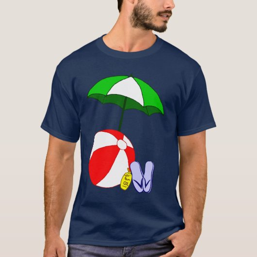 Beach Ball and Pool Umbrella Vacation T-shirt (Voorkant)