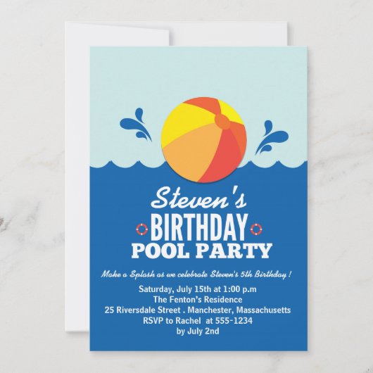 Beach Ball - Beach thema Birthday Party Invitation Kaart (Voorkant)