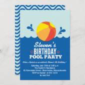 Beach Ball - Beach thema Birthday Party Invitation Kaart (Voorkant / Achterkant)