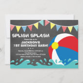 Beach Ball Birthday Uitnodiging | Pool Party Invit (Voorkant)