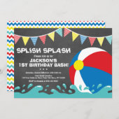 Beach Ball Birthday Uitnodiging | Pool Party Invit (Voorkant / Achterkant)