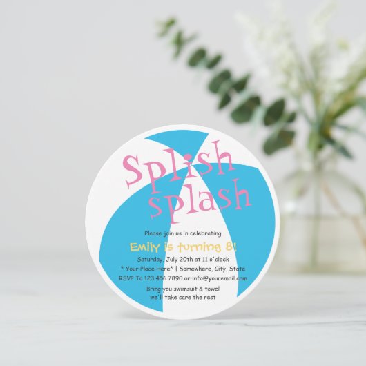 Beach Ball Girls Summer Pool Birthday Party Kaart (Staand voorkant)