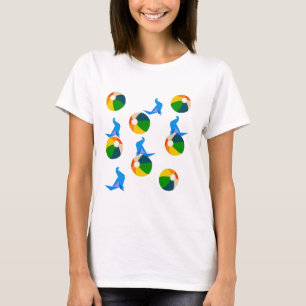 Beach Ball & Origami Seal T-shirt voor dames