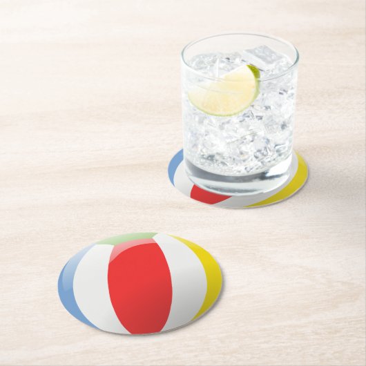 Beach Ball Paper-Onderzetters Ronde Kartonnen Onderzetter (Insitu)