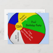 Beach Ball Party Invitation Post Kaart (Voorkant / Achterkant)