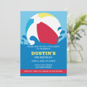 Beach Ball Pool Kind's verjaardagsfeestje uitnodig Kaart (Staand voorkant)