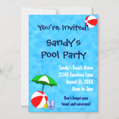 Beach Ball Pool Party Custom Invitation Magnet Magnetische Uitnodiging (Voorkant)