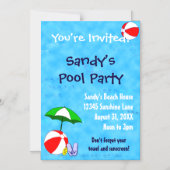 Beach Ball Pool Party Custom Invitation Sjabloon Magnetische Uitnodiging (Voorkant)