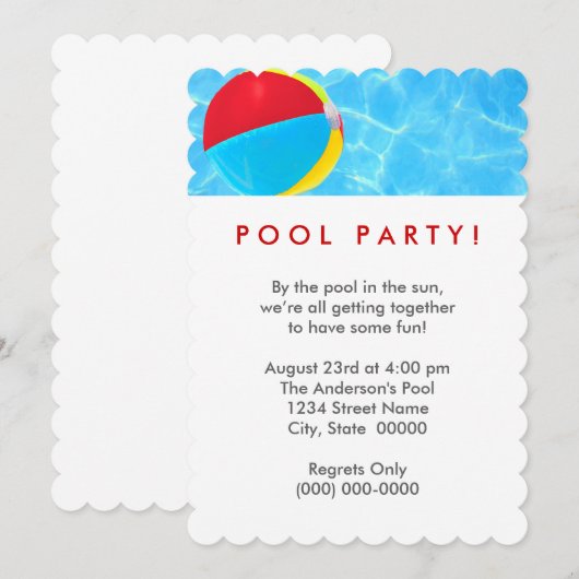 Beach Ball Pool Party Kaart (Voorkant / Achterkant)