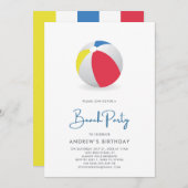 Beach Ball Pool Party-uitnodiging Kaart (Voorkant / Achterkant)