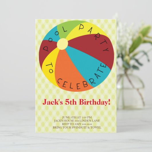 Beach Ball Pool Party-uitnodigingen Kaart (Staand voorkant)