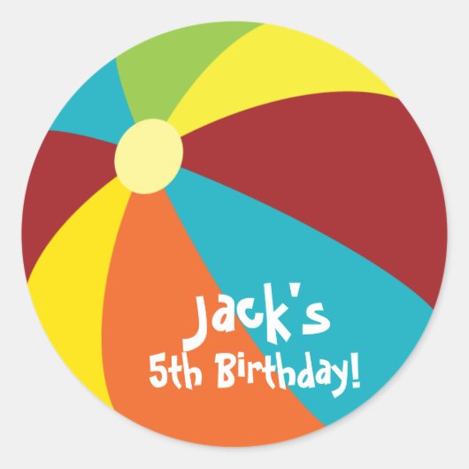 Beach Ball Pool Party Verjaardag Stickers (Voorkant)