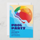 Beach Ball Pool thema verjaardagsuitnodiging Kaart (Voorkant)