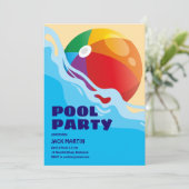Beach Ball Pool thema verjaardagsuitnodiging Kaart (Staand voorkant)