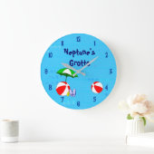 Beach Ball Pool Toys Custom Clock Blue Numbers Grote Klok (Huis)