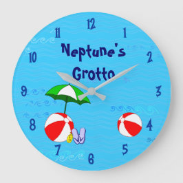 Beach Ball Pool Toys Custom Clock Blue Numbers Grote Klok