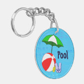 Beach Ball Pool Toys en Umbrella Editable Sleutelhanger (Voorkant Links)