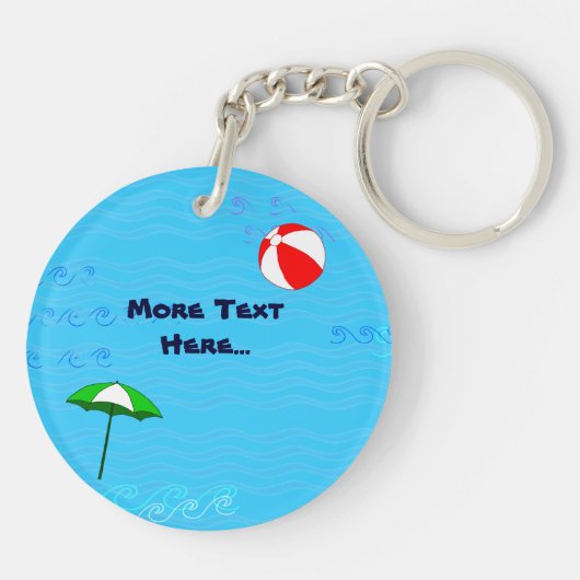 Beach Ball Pool Toys en Umbrella Editable Sleutelhanger (Achterkant)