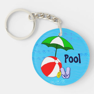 Beach Ball Pool Toys en Umbrella Editable Sleutelhanger