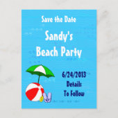 Beach Ball Pool Toys Save the Date Briefkaart (Voorkant)