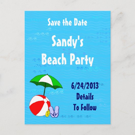 Beach Ball Pool Toys Save the Date Briefkaart (Voorkant)