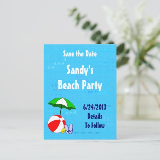 Beach Ball Pool Toys Save the Date Briefkaart (Staand voorkant)