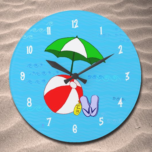 Beach Ball Pool Toys Wall Clock White Numbers Grote Klok