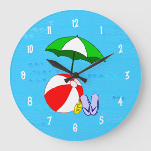 Beach Ball Pool Toys Wall Clock White Numbers Grote Klok