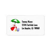 Beach Ball Pool Umbrella Address Label Sjabloon (Voorkant)