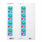 Beach Ball Pool Umbrella Blank groot label (Full Sheet)
